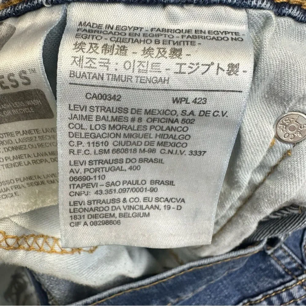 Levis 505 Jeans Mens 38x34 Blue Straight Medium Wash Distressed Casual‎ 36x32*
